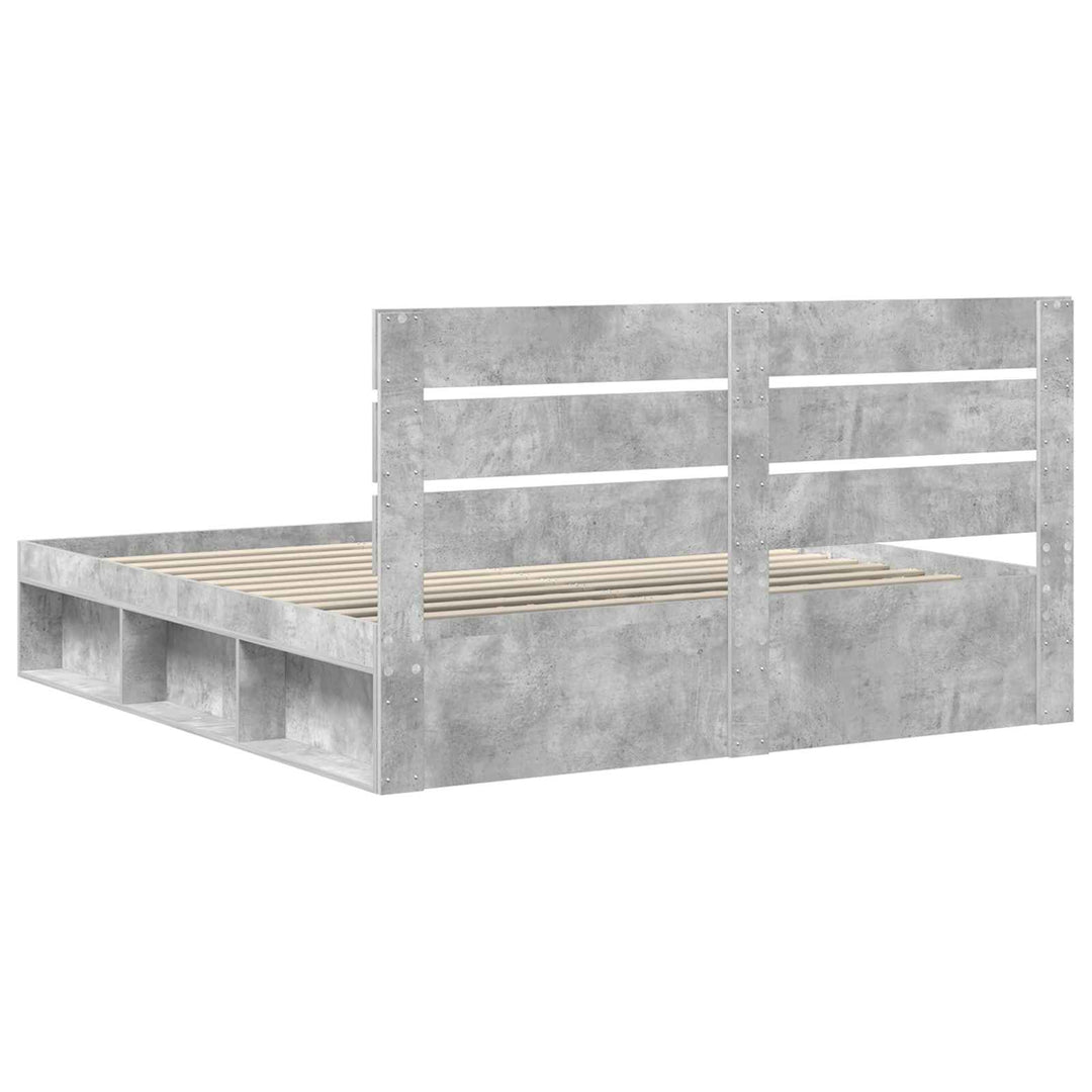 Sengestel med hovedgærde Beton 180 x 200 cm Massiv fyrretræ