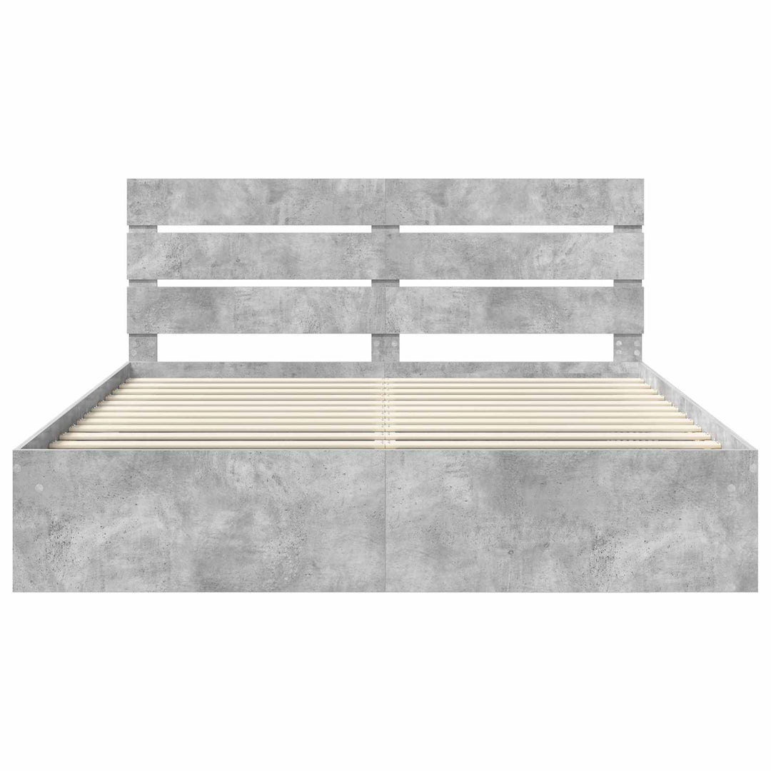 Sengestel med hovedgærde Beton 180 x 200 cm Massiv fyrretræ