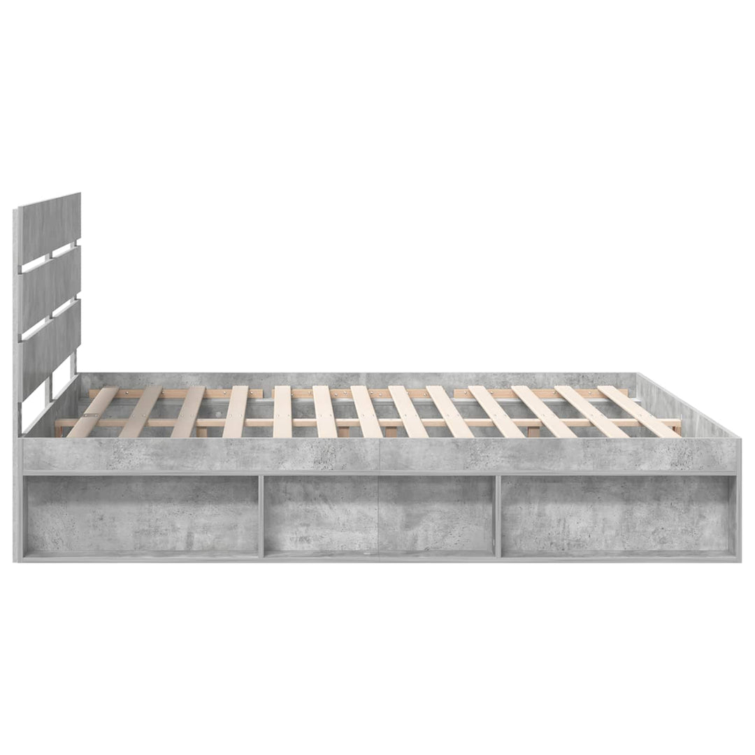 Sengestel med hovedgærde Beton 180 x 200 cm Massiv fyrretræ
