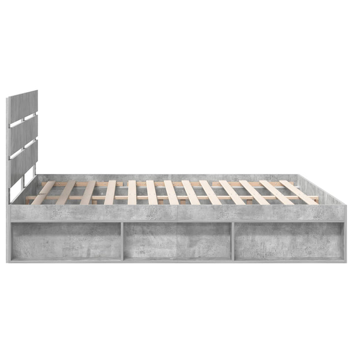 Sengestel med hovedgærde Beton 180 x 200 cm Massiv fyrretræ