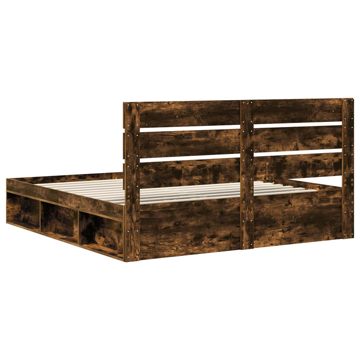 Sengestel med hovedgærde Røget eg 180 x 200 cm Massiv fyrretræ