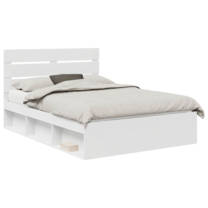Sengestel med hovedgærde Hvid 160 x 200 cm Massiv fyrretræ