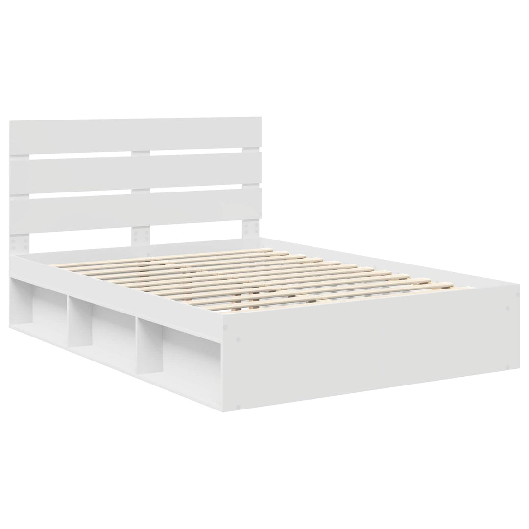 Sengestel med hovedgærde Hvid 160 x 200 cm Massiv fyrretræ