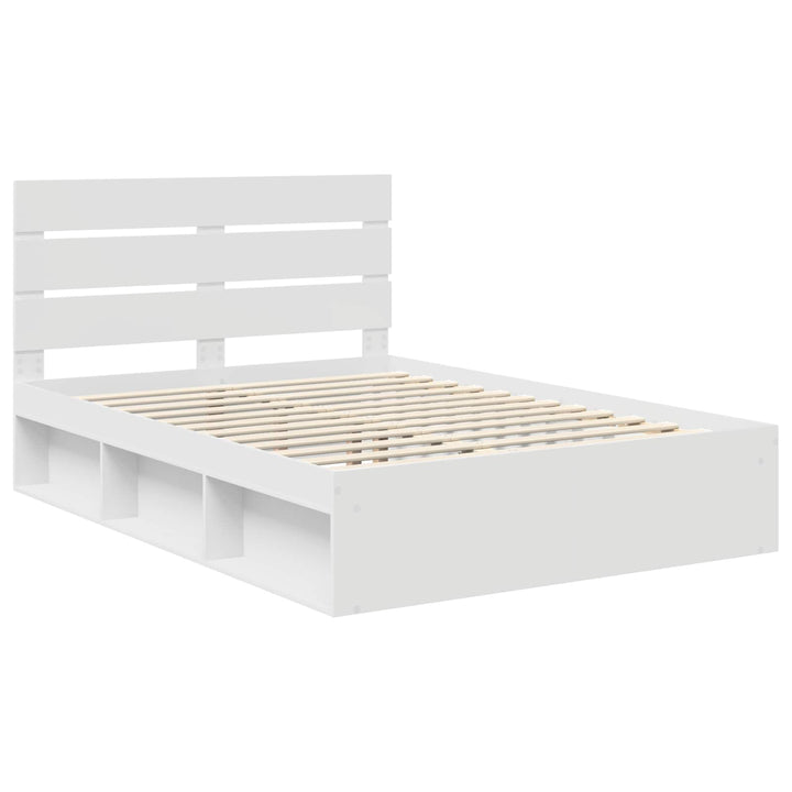 Sengestel med hovedgærde Hvid 160 x 200 cm Massiv fyrretræ