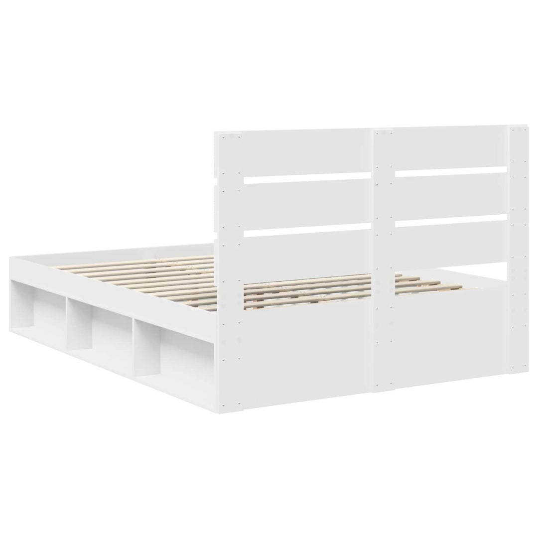 Sengestel med hovedgærde Hvid 150 x 200 cm Massiv fyrretræ