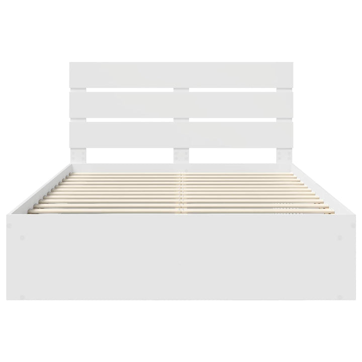 Sengestel med hovedgærde Hvid 150 x 200 cm Massiv fyrretræ