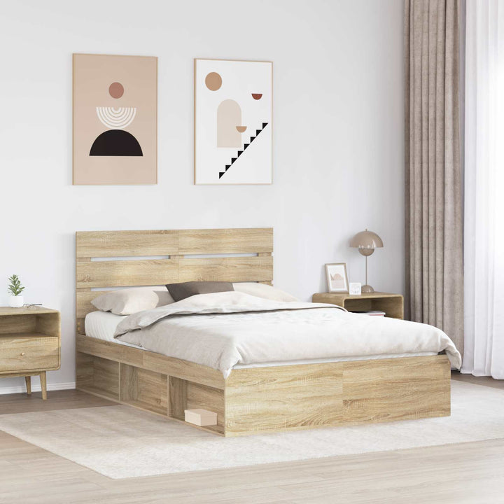 Sengestel med hovedgærde Sonoma eg 150 x 200 cm Massiv fyrretræ