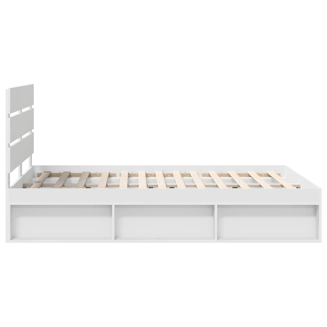 Sengestel med hovedgærde Hvid 140 x 200 cm Massiv fyrretræ
