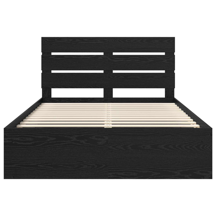 Sengestel med hovedgærde Sort 140 x 200 cm Massiv fyrretræ
