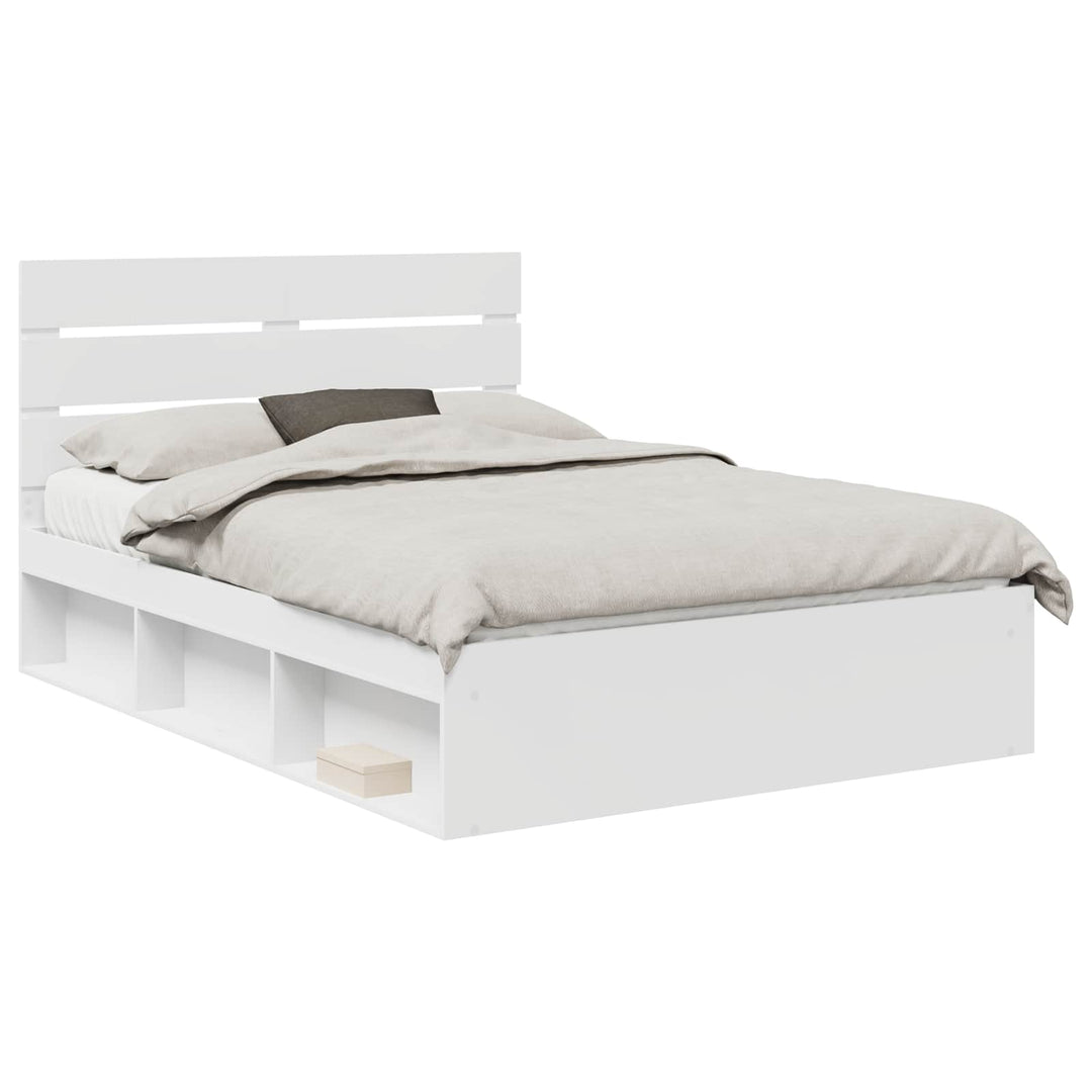 Sengestel med hovedgærde Hvid 140 x 190 cm Massiv fyrretræ