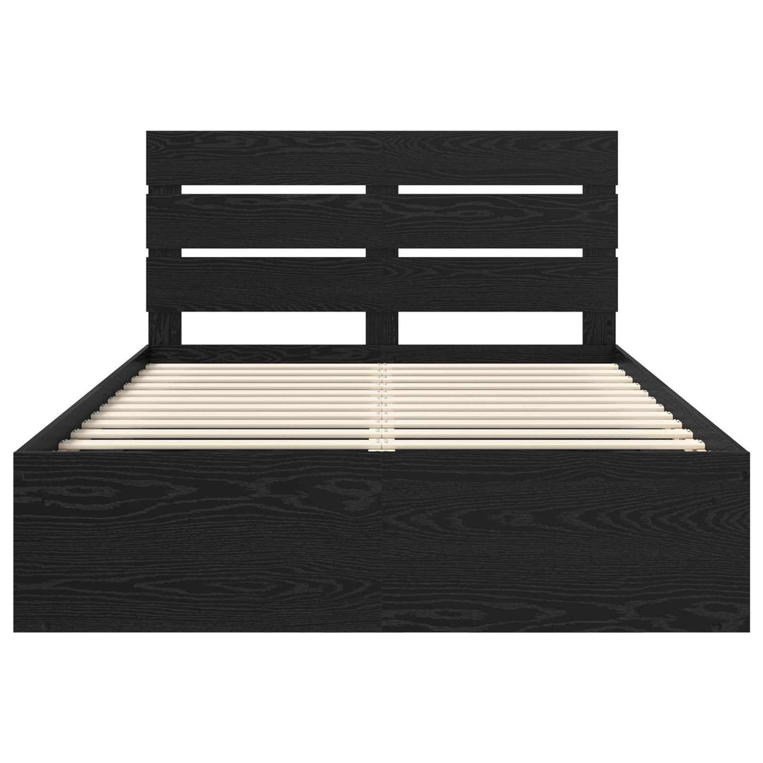 Sengestel med hovedgærde Sort 140 x 190 cm Massiv fyrretræ