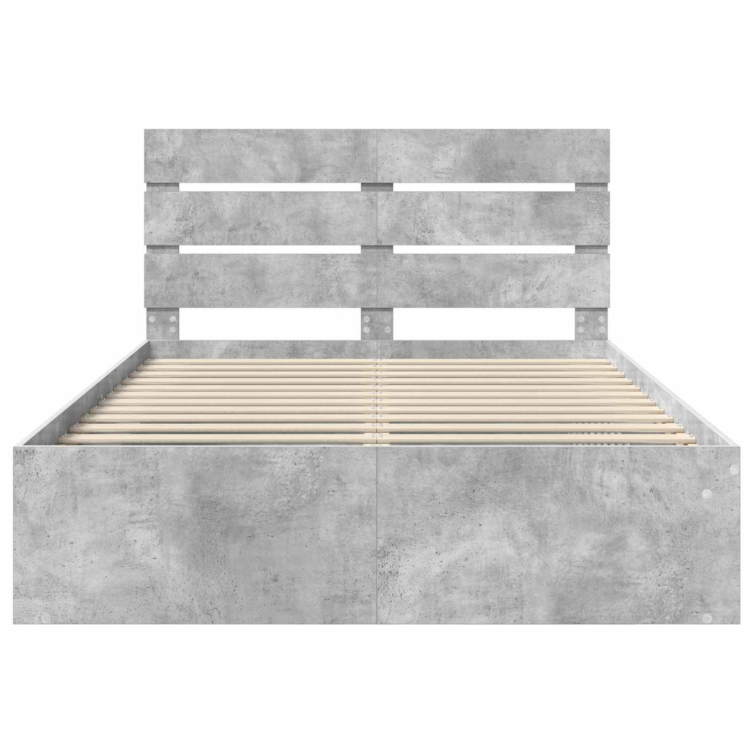 Sengestel med hovedgærde Beton 140 x 190 cm Massiv fyrretræ