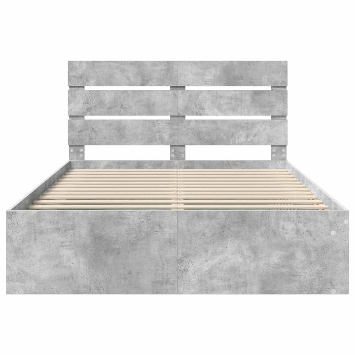 Sengestel med hovedgærde Beton 140 x 190 cm Massiv fyrretræ
