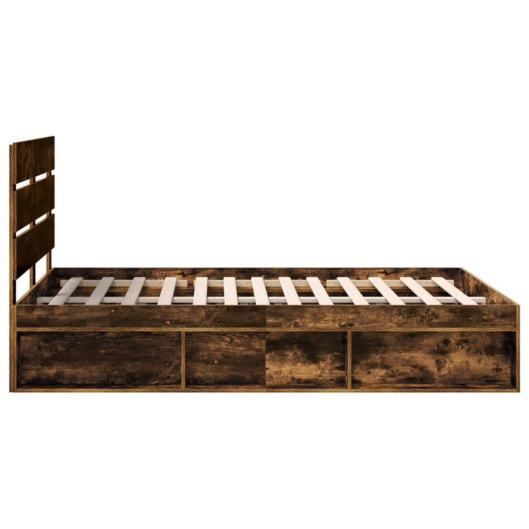 Sengestel med hovedgærde Røget eg 140 x 190 cm Massiv fyrretræ