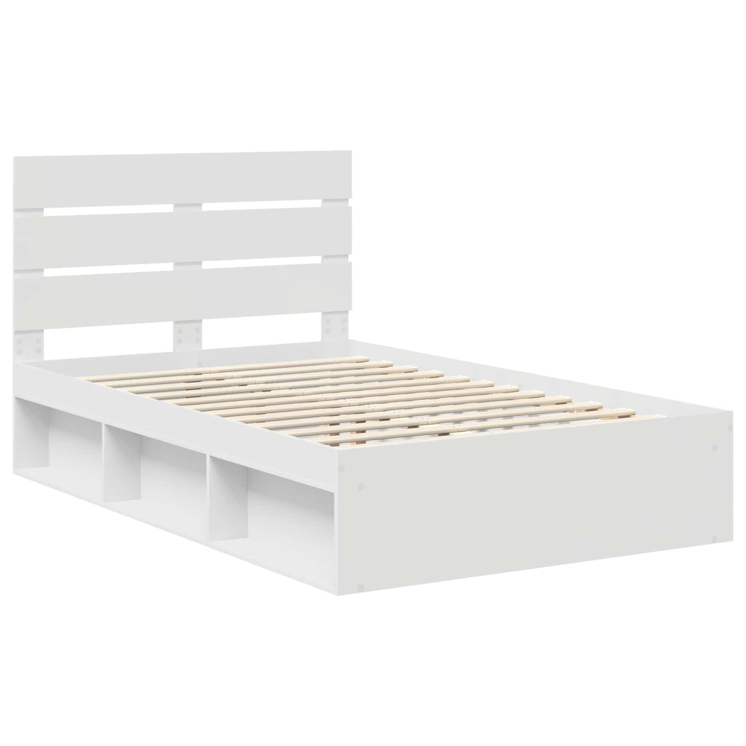 Sengestel med hovedgærde Hvid 120 x 190 cm Massiv fyrretræ