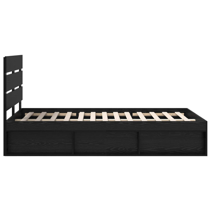 Sengestel med hovedgærde Sort 120 x 190 cm Massiv fyrretræ