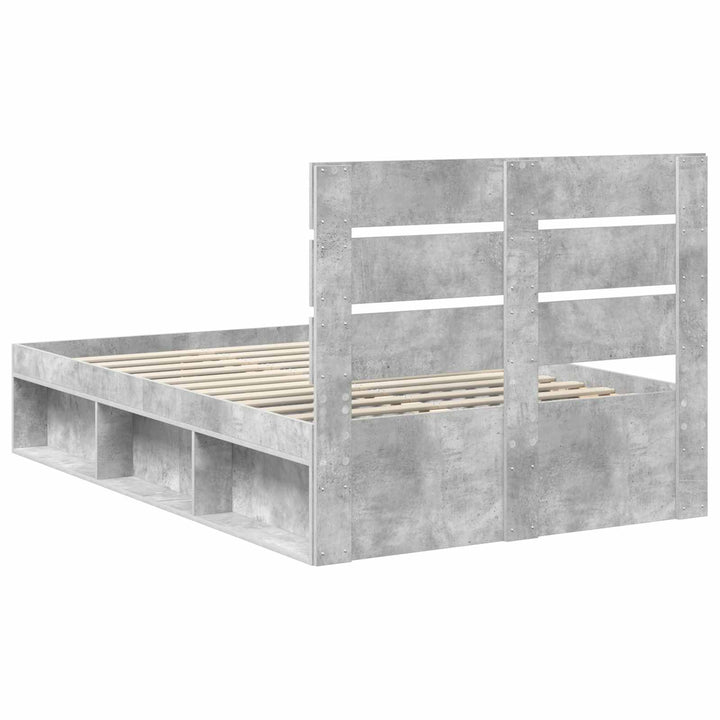 Sengestel med hovedgærde Beton 120 x 190 cm Massiv fyrretræ