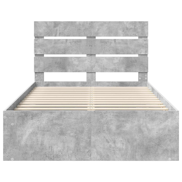 Sengestel med hovedgærde Beton 120 x 190 cm Massiv fyrretræ