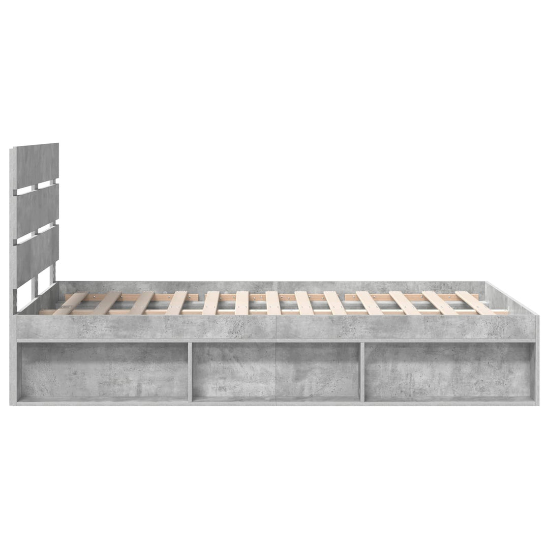 Sengestel med hovedgærde Beton 120 x 190 cm Massiv fyrretræ