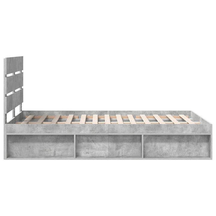 Sengestel med hovedgærde Beton 120 x 190 cm Massiv fyrretræ