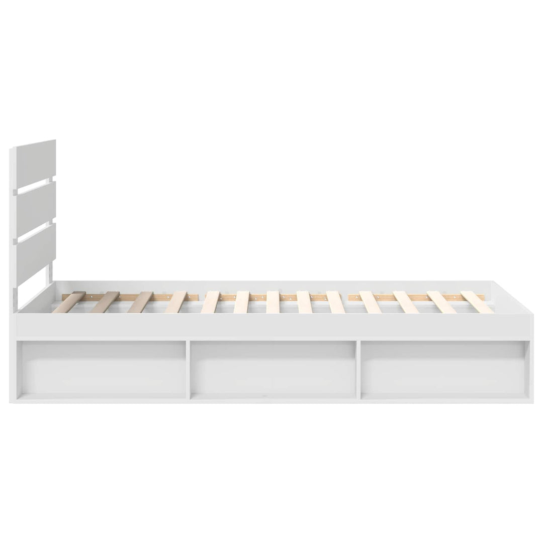 Sengestel med hovedgærde Hvid 100 x 200 cm Massiv fyrretræ