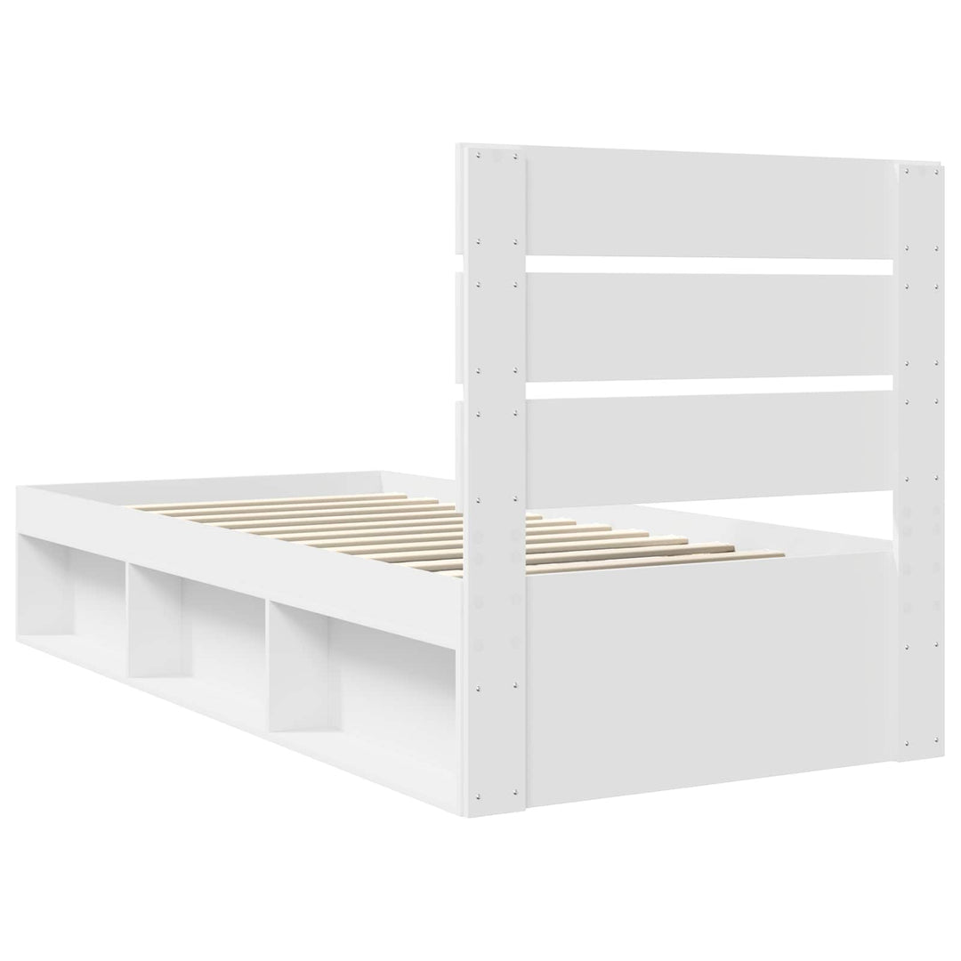 Sengestel med hovedgærde Hvid 90 x 200 cm Massiv fyrretræ