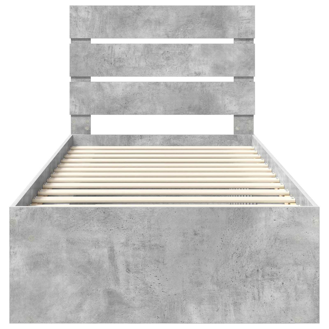 Sengestel med hovedgærde Beton 90 x 200 cm Massiv fyrretræ