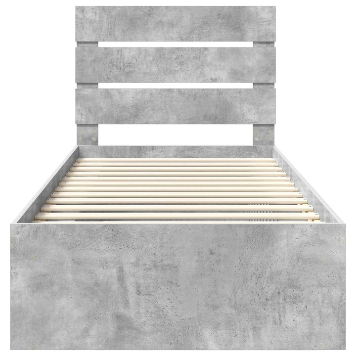 Sengestel med hovedgærde Beton 90 x 200 cm Massiv fyrretræ