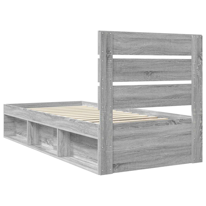 Sengestel med hovedgærde Grå Sonoma 90 x 200 cm Massiv fyrretræ