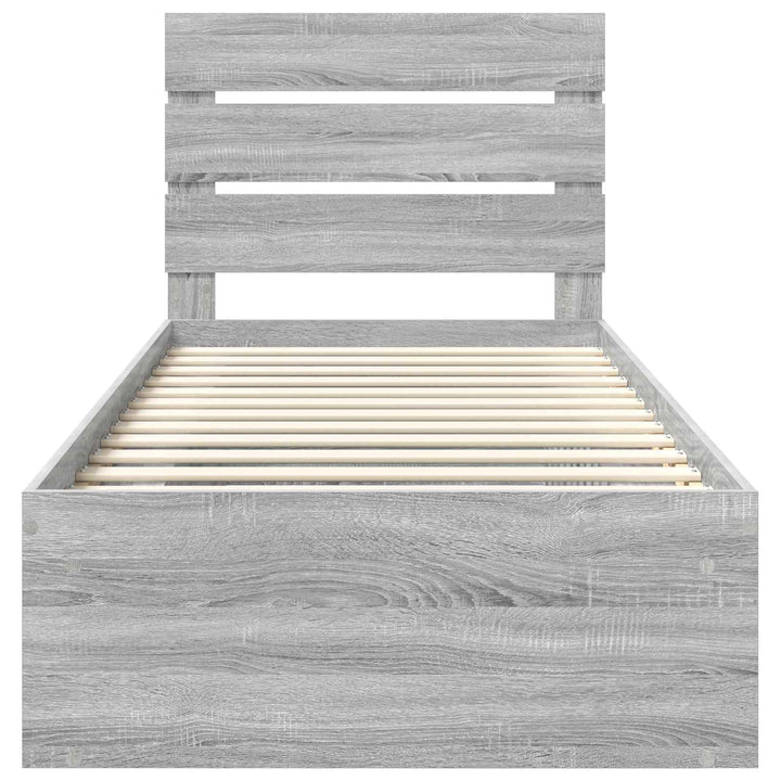 Sengestel med hovedgærde Grå Sonoma 90 x 200 cm Massiv fyrretræ