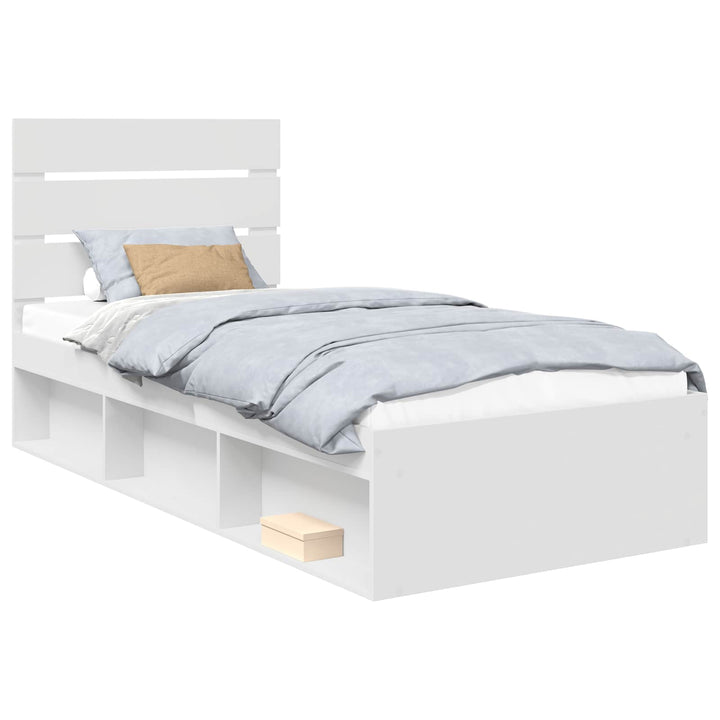 Sengestel med hovedgærde Hvid 90 x 190 cm Massiv fyrretræ