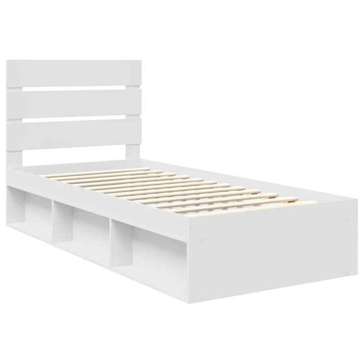 Sengestel med hovedgærde Hvid 90 x 190 cm Massiv fyrretræ