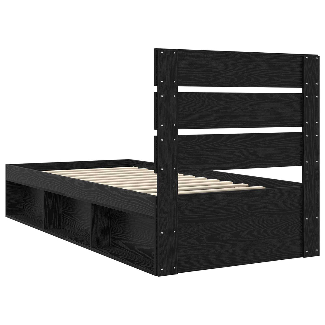 Sengestel med hovedgærde Sort 90 x 190 cm Massiv fyrretræ