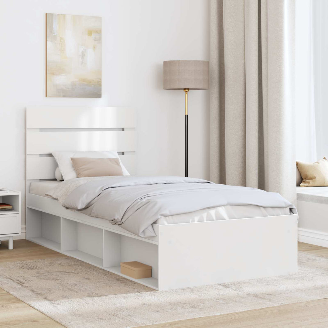 Sengestel med hovedgærde Hvid 75 x 190 cm Massiv fyrretræ