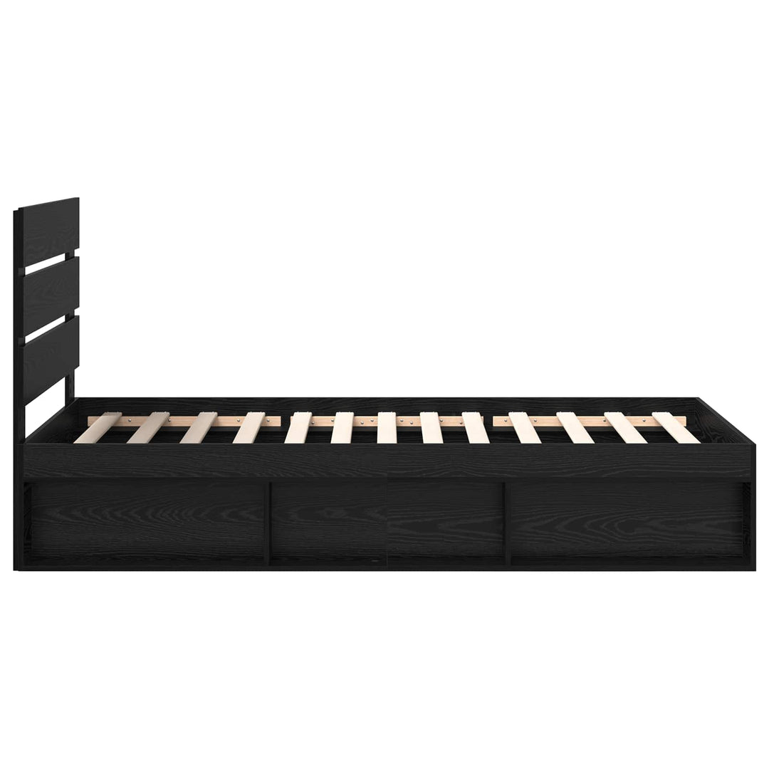 Sengestel med hovedgærde Sort 75 x 190 cm Massiv fyrretræ