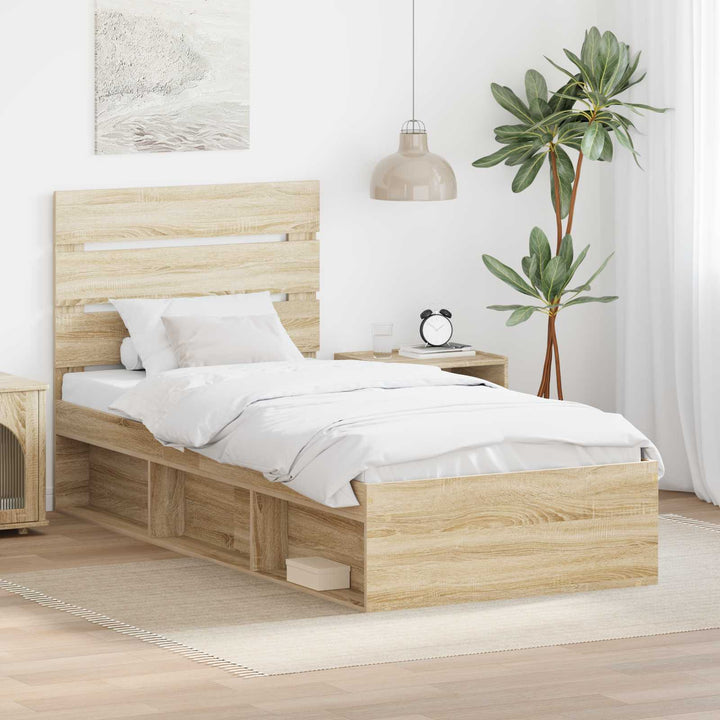 Sengestel med hovedgærde Sonoma eg 75 x 190 cm Massiv fyrretræ
