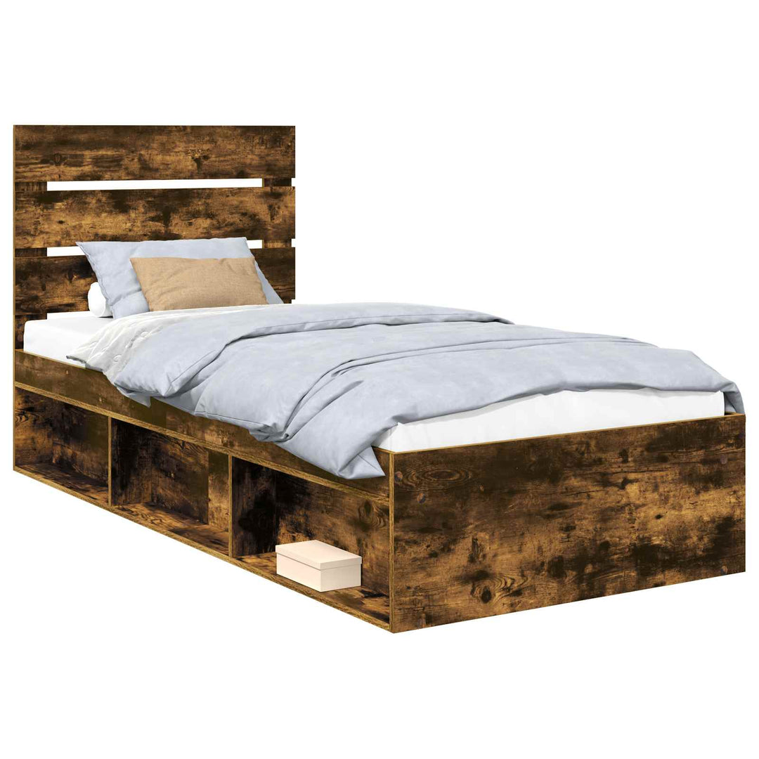 Sengestel med hovedgærde Røget eg 75 x 190 cm Massiv fyrretræ