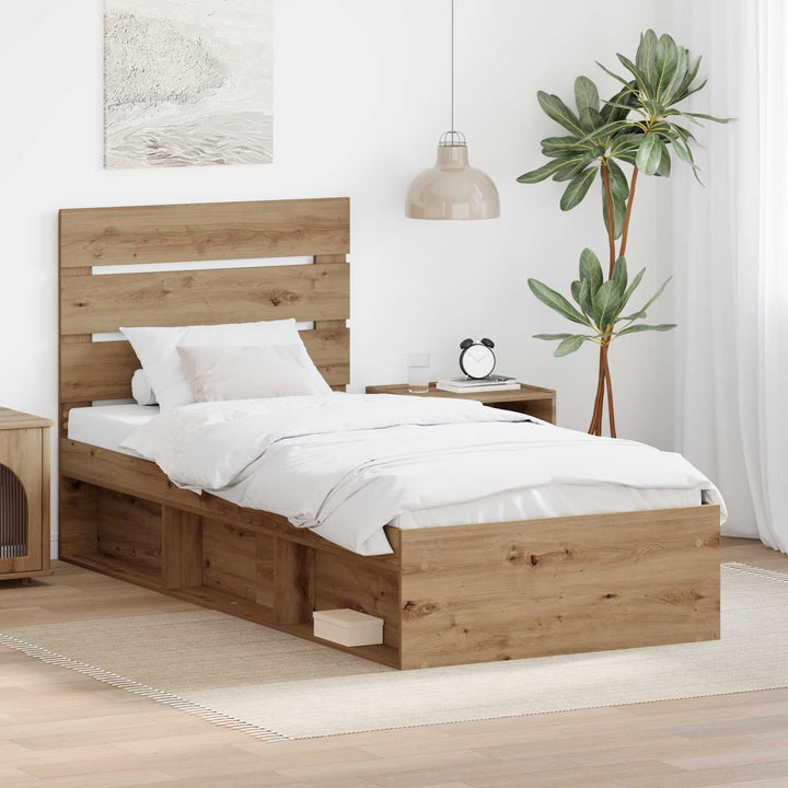 Sengestel med hovedgærde Artisan eg 75 x 190 cm Massiv fyrretræ