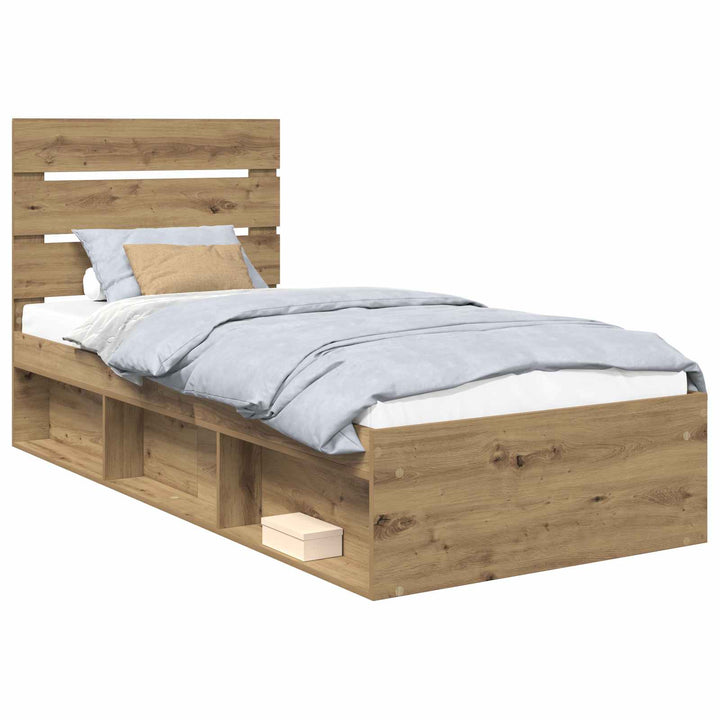 Sengestel med hovedgærde Artisan eg 75 x 190 cm Massiv fyrretræ
