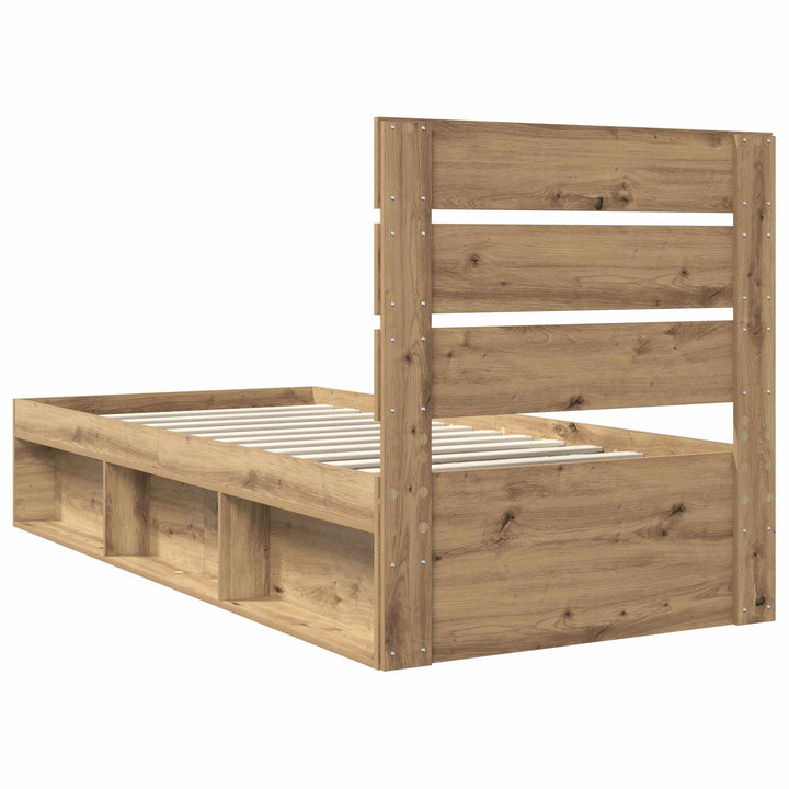 Sengestel med hovedgærde Artisan eg 75 x 190 cm Massiv fyrretræ