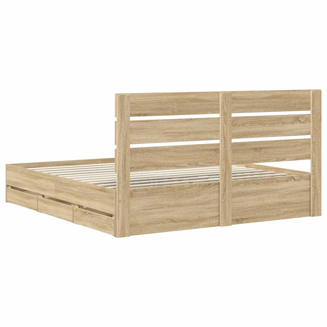 Sengestel med skuffe Sonoma eg 200 x 200 cm Ingeniørtræ