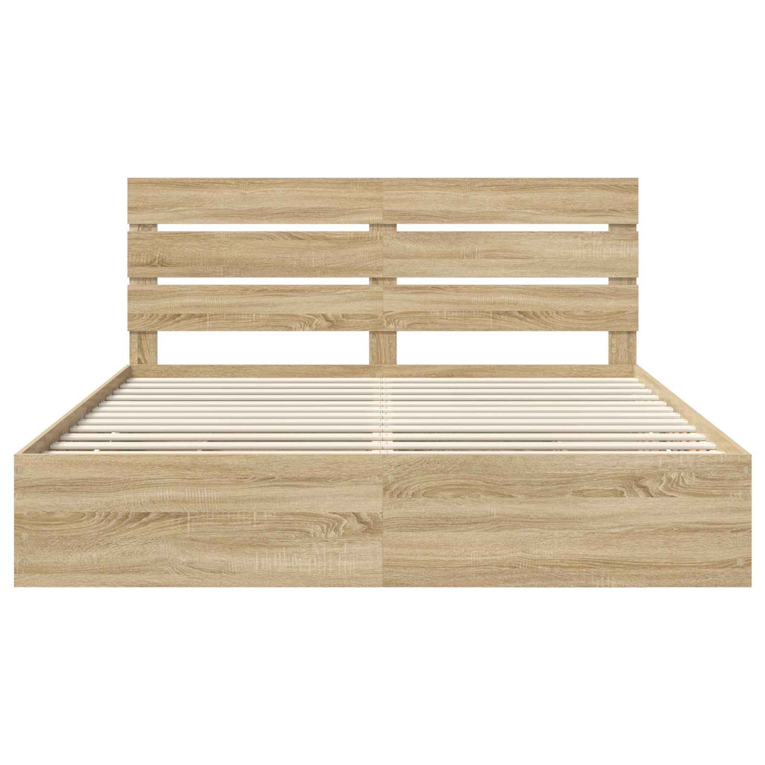 Sengestel med skuffe Sonoma eg 200 x 200 cm Ingeniørtræ