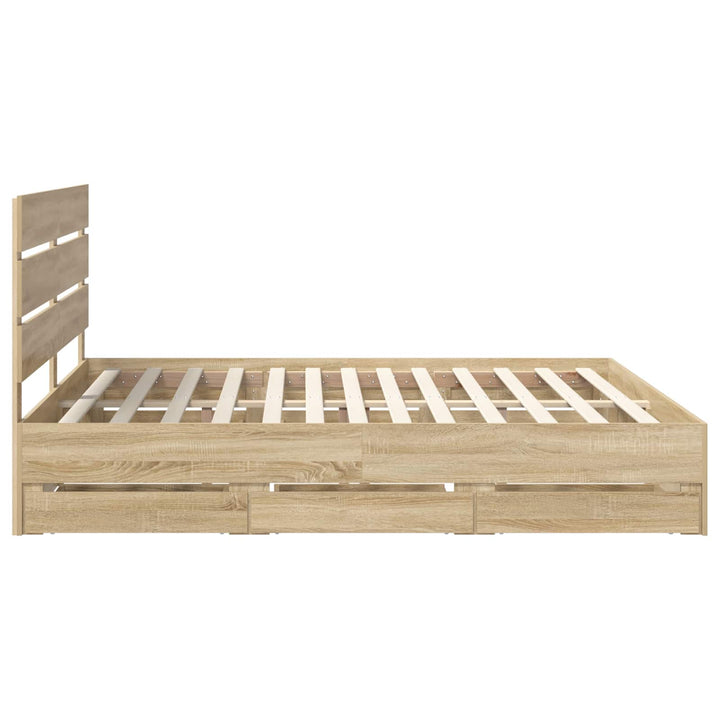 Sengestel med skuffe Sonoma eg 200 x 200 cm Ingeniørtræ