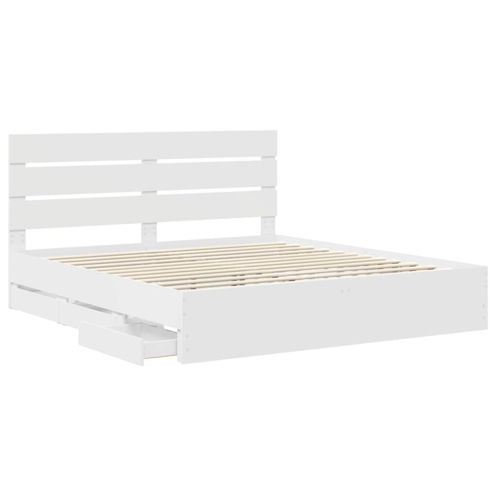 Sengestel med skuffe Hvid 180 x 200 cm Ingeniørtræ
