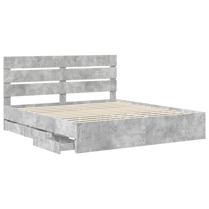 Sengestel med skuffe Beton Grå 180 x 200 cm Ingeniørtræ