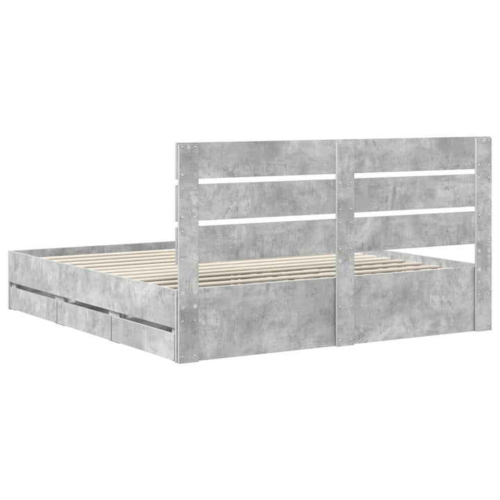 Sengestel med skuffe Beton Grå 180 x 200 cm Ingeniørtræ