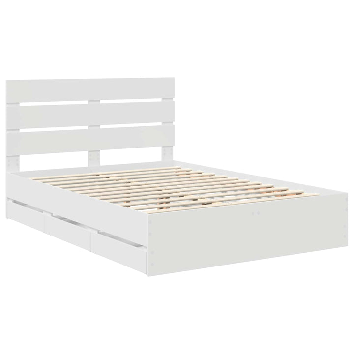 Sengestel med skuffe Hvid 150 x 200 cm Ingeniørtræ
