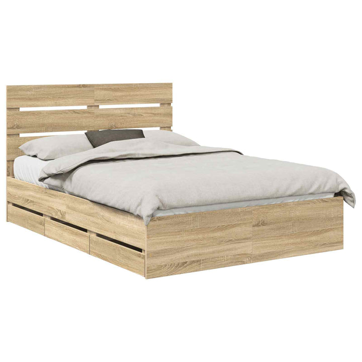 Sengestel med skuffe Sonoma eg 140 x 200 cm Ingeniørtræ