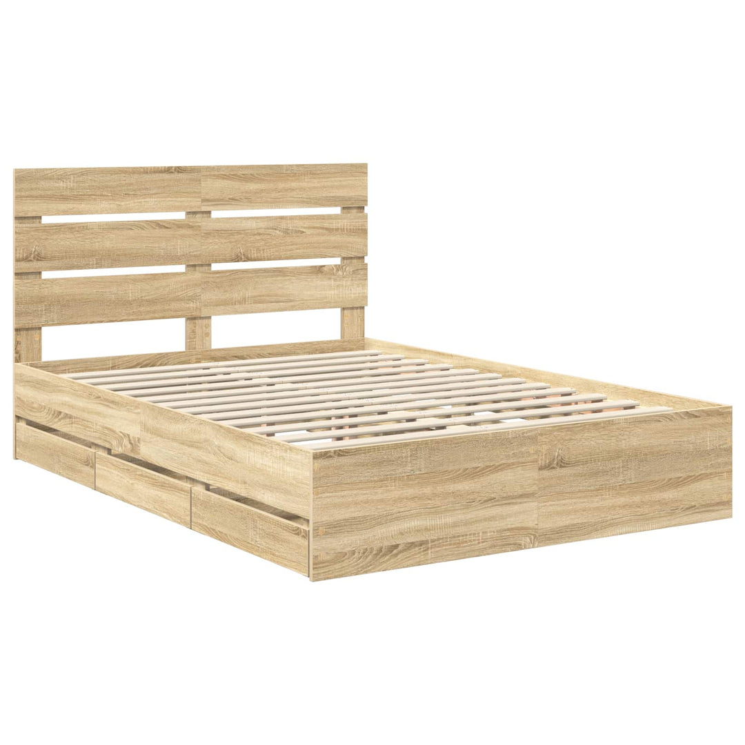 Sengestel med skuffe Sonoma eg 140 x 200 cm Ingeniørtræ
