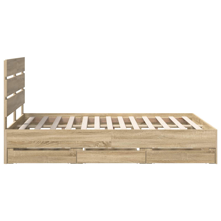 Sengestel med skuffe Sonoma eg 140 x 200 cm Ingeniørtræ